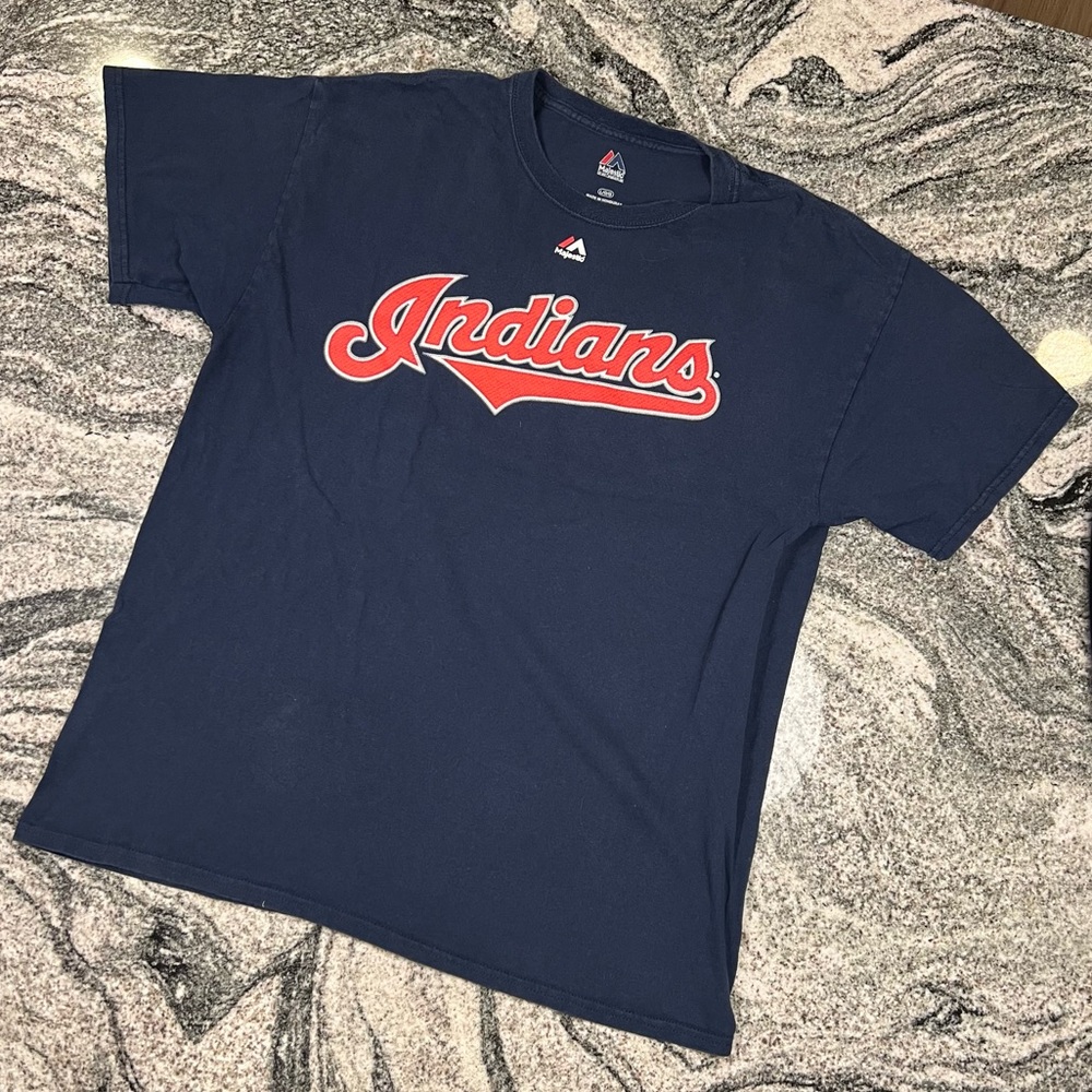 Cleveland Indians T-Shirt Majestic Mens Large Miller 24 Blue MLB